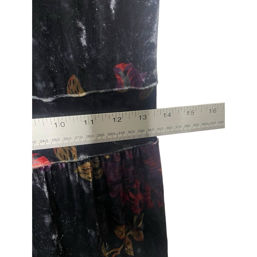 The Pyramid Collection Velvet Tiered Maxi Dress S Black Floral Whimsy Goth Witch - Picture 5 of 8